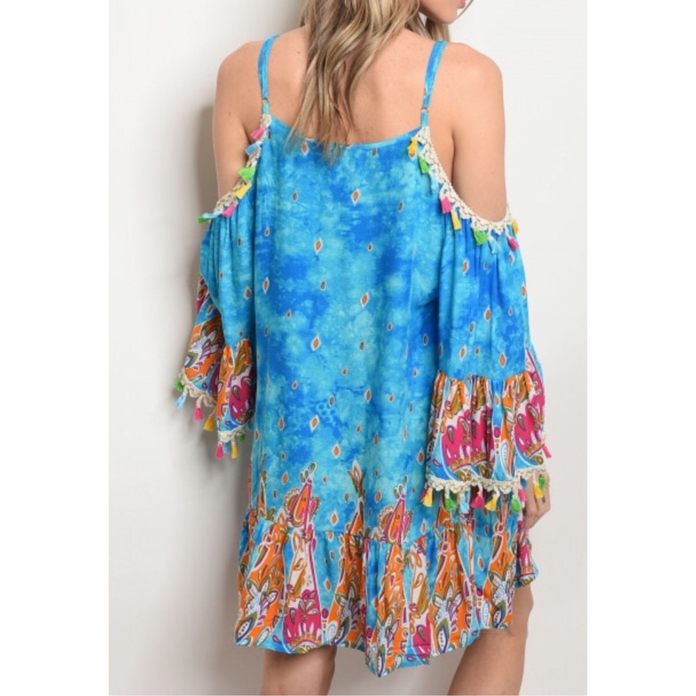 Last 1 Small! Cold Shoulder Boho Chic Dress - Picture 3 of 3